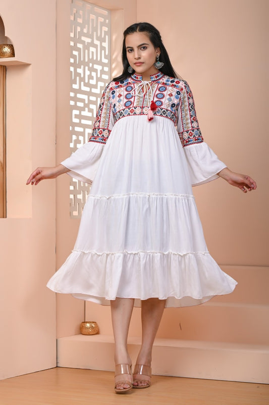 Dreaming Dale  White Embroidered dress